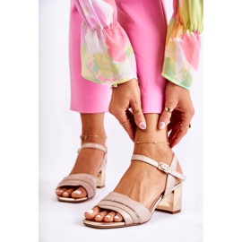 Sergio Leone Lädersandaler På En Stång I Gyllene Beige Corane 1