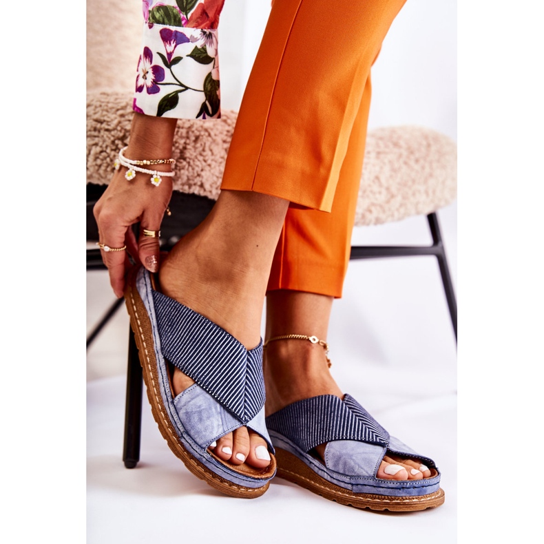 Läderprofilerade tofflor Maciejka 04986-17 Blå 2