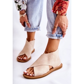 S.Barski Lädersandaler för kvinnor Beige Catalise 1