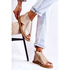 S.Barski Kvinnors lädersandaler Guld Catalise gyllene 1