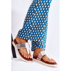 Damtofflor Flipflops på plattformen Vit och Silver Morissa silver- 1