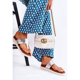 Damtofflor Flipflops på plattformen Vit och Silver Morissa 2