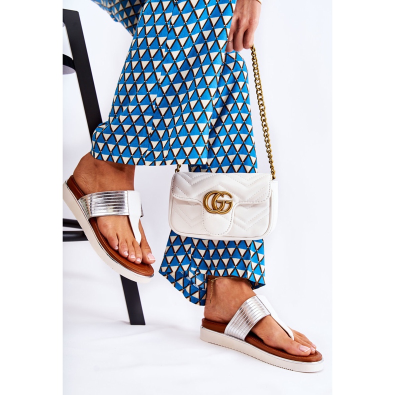 Damtofflor Flipflops på plattformen Vit och Silver Morissa 2