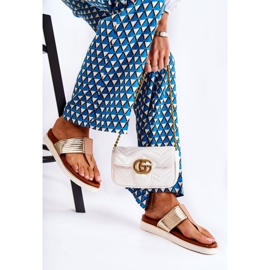 Damtofflor Flip-flops på Morissa-plattformen i beige-guld brun gyllene 2