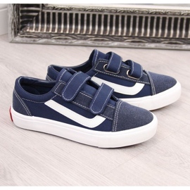 Låga sneakers med kardborreband Atletico Jr ATC337C marinblå 1