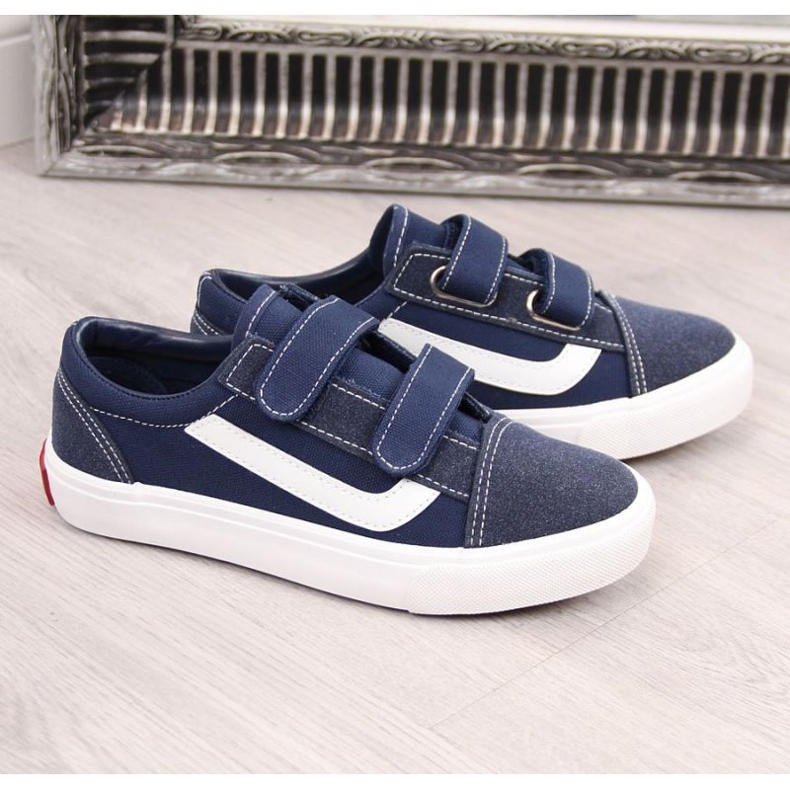 Låga sneakers med kardborreband Atletico Jr ATC337C marinblå 1
