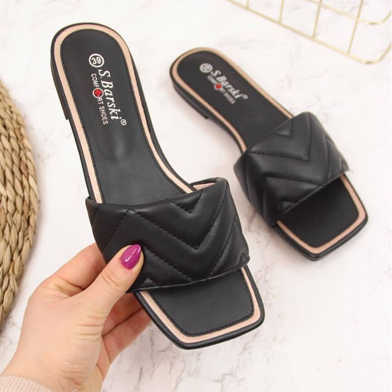 Quiltade tofflor S. Barski W OLI103A svarta 1