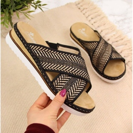 Svarta Rieker W R459 wedge tofflor 1