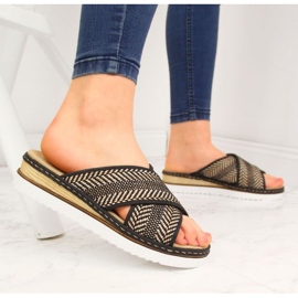 Svarta Rieker W R459 wedge tofflor 2