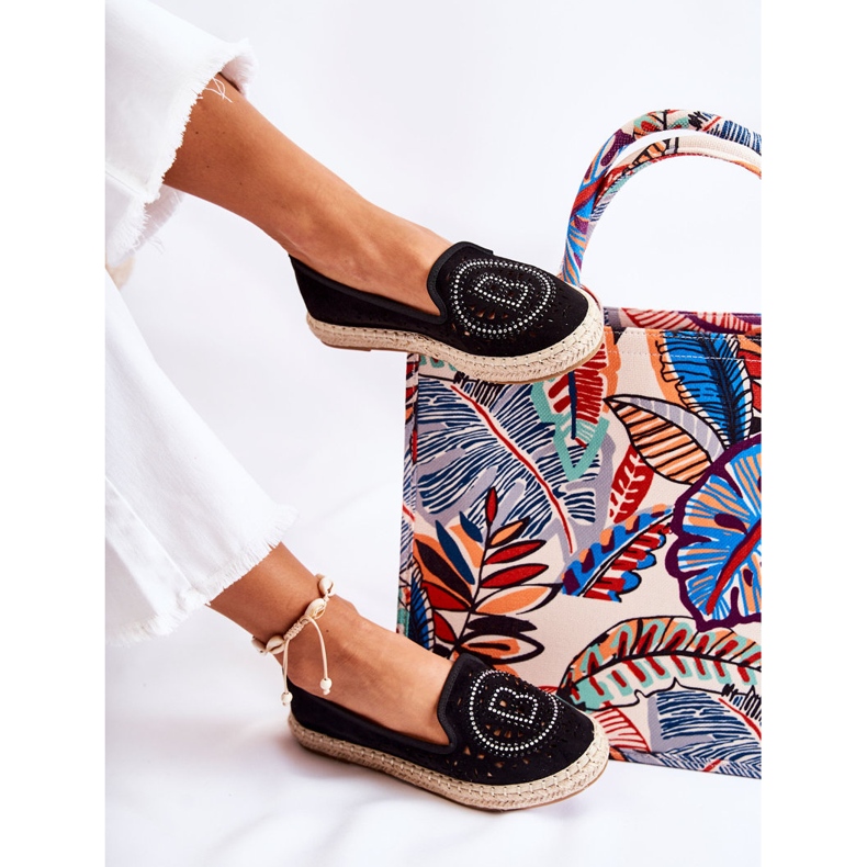 S.Barski Meredith Black Openwork Slip-on Espadrilles dam svart 2