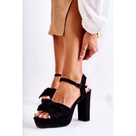 Damsandaler i mocka med rosett Svart Reina 1