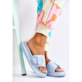 Damtofflor med ett spänne Blå Devia 2