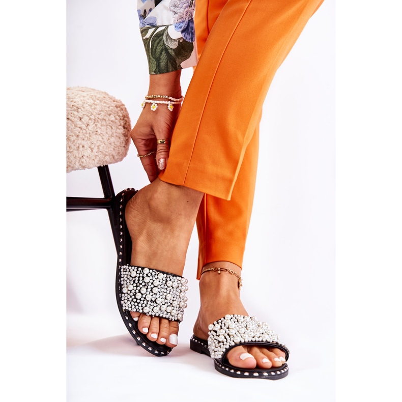 PG2 Damtofflor med pärlor Svart Vamero 2