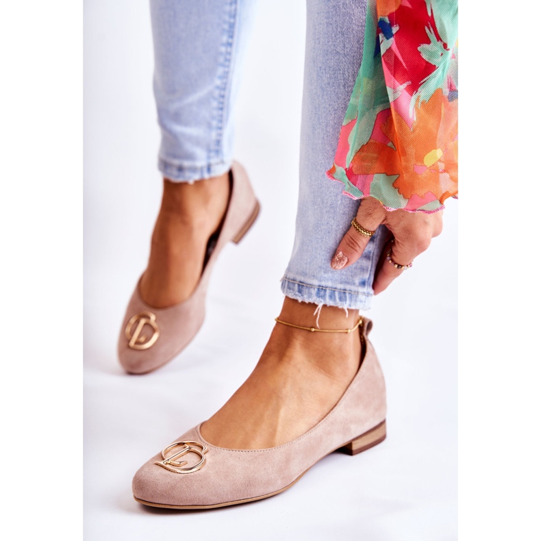 Mockaballerinor för kvinnor med dekoration Nicole 2746 Beige 1