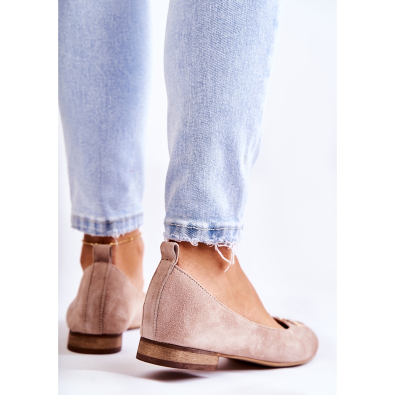 Mockaballerinor för kvinnor med dekoration Nicole 2746 Beige 2