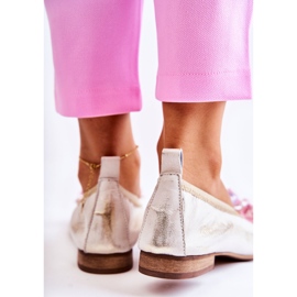 Ballerinaskor i läder med kristaller för kvinnor Nicole 2749 vit 2