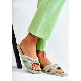 Moderiktiga gröna Lorrie-tofflor i mocka för kvinnor 1