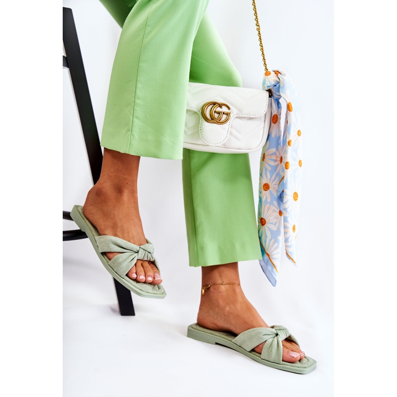 Moderiktiga gröna Lorrie-tofflor i mocka för kvinnor 2