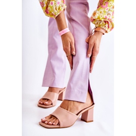 PG1 Klassiska tofflor i läder på hög klack Naken Talena rosa 1