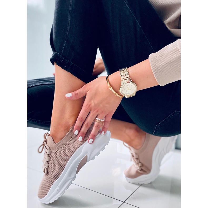 Wendy Khaki socksneakers beige 2