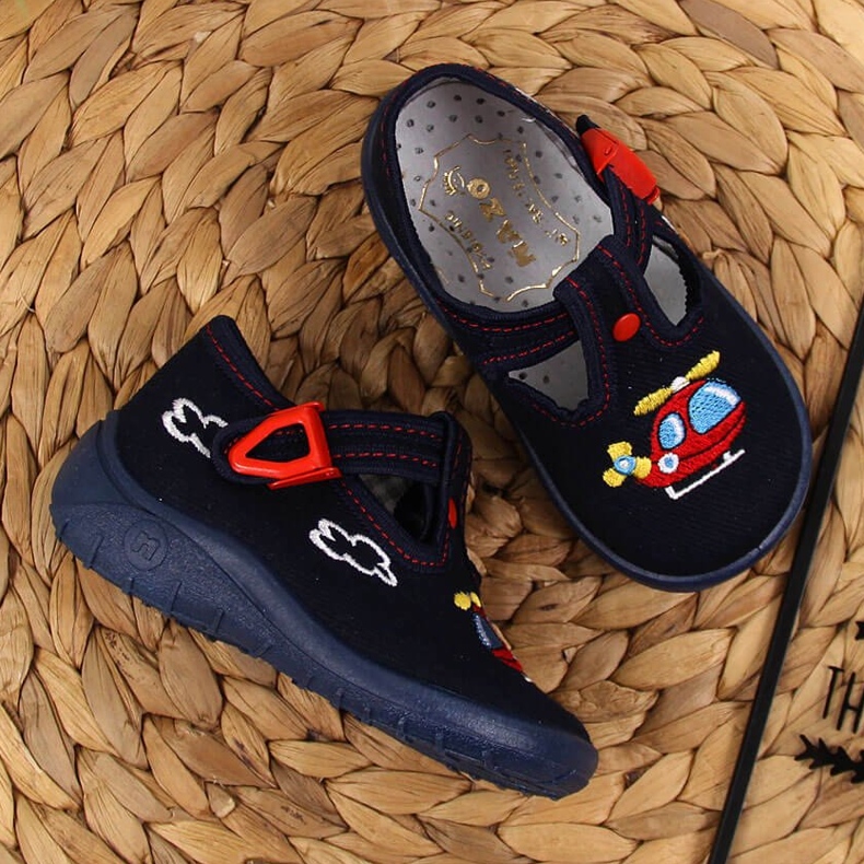 Pojkhemtofflor för dagis marinblå Nazo 2