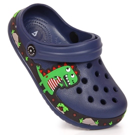 American Club marinblå tofflor med en dinosaurie 1