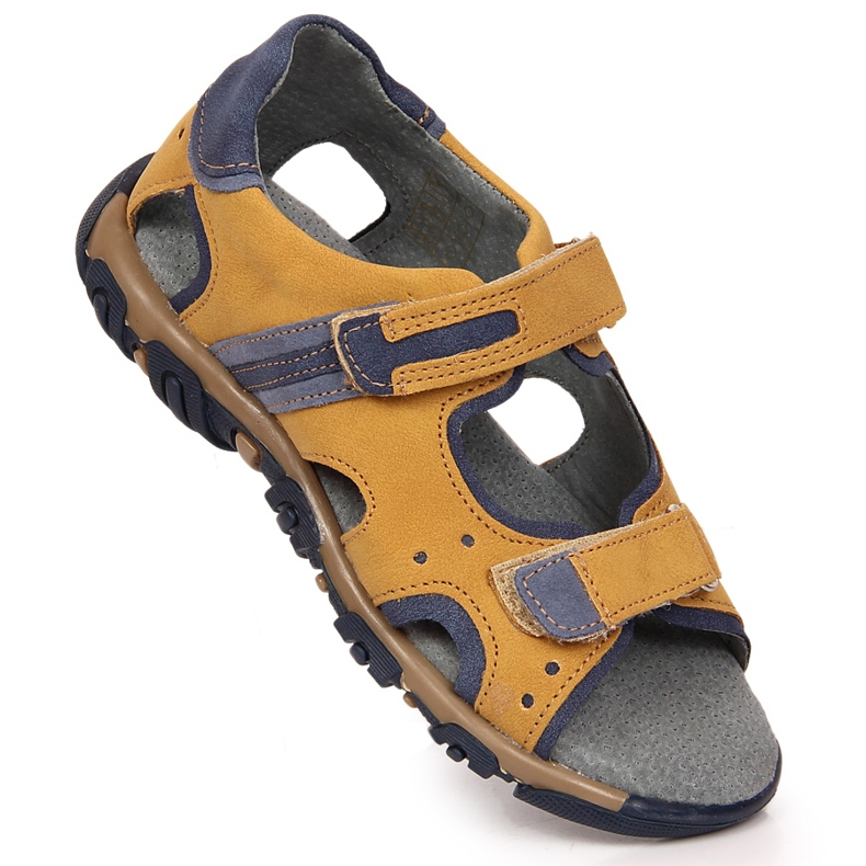 Pojksandaler med kardborre kamel Kornecki 6188 gul 1