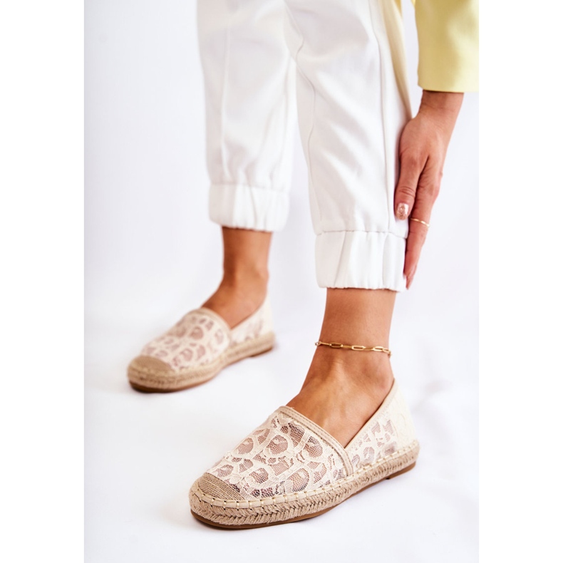 S.Barski Klassiska espadrillor för kvinnor genombrutna Beige Catris 1