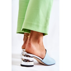 PA2 Lädertofflor för kvinnor på klack Blå Perry 1