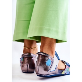 Lädersandaler Med Ribbstickad Maciejka 03375 Blå 1