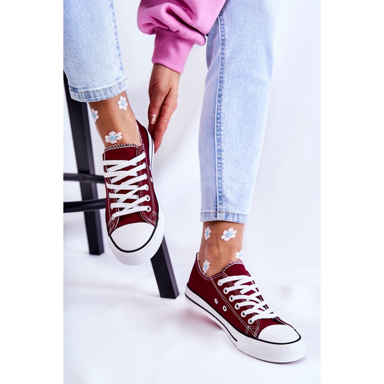 Klassiska Sneakers för kvinnor Knyt Bourgogne Be Mine röd 2