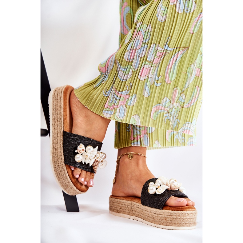 PS1 Kvinnors Tofflor På Plattformen Med Skal Svart Tolia 1