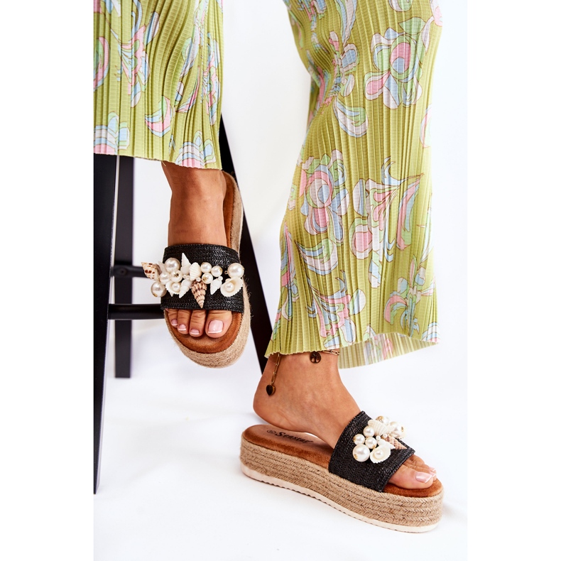 PS1 Kvinnors Tofflor På Plattformen Med Skal Svart Tolia 2