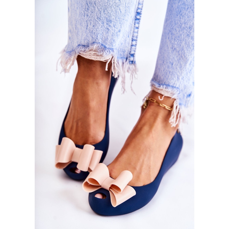 PH1 Gummiballerinor för kvinnor med rosett Marinblå florret 1