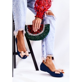 PH1 Gummiballerinor för kvinnor med rosett Marinblå florret 2