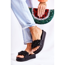 PG1 Kvinnors Tofflor På Plattformen Med Ornament Svart Almina 2