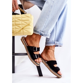 PG1 Klassiska mocka tofflor för kvinnor Svart Casilda 2