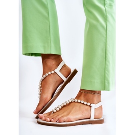 PG1 Fashionabla sandaler flip-flops med pärlor Vita Isalia 2