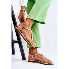 PG1 Fashionabla sandaler Flip Flops med pärlor Rose Gold Isalia rosa gyllene 1