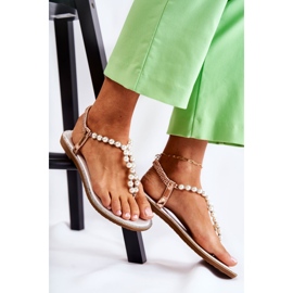 PG1 Fashionabla sandaler Flip Flops med pärlor Rose Gold Isalia rosa gyllene 2