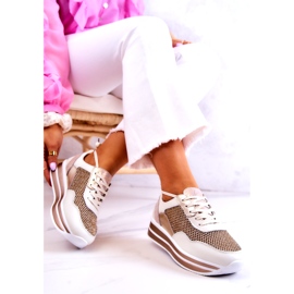 S.Barski Sportskor dam Sneakers vit och guld Bourne gyllene 2