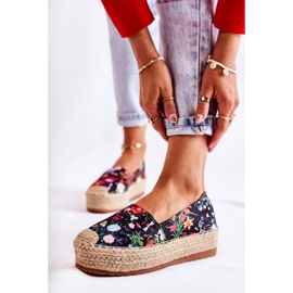 FS3 Fashionabla Slip-On Espadrilles i Svarta Morice Blommor mångfärgad 1