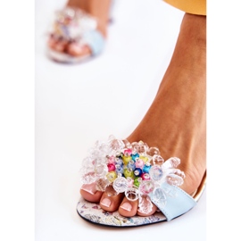 PA2 Lädersandaler På En Stång Med Blå Velinda Kristaller 2