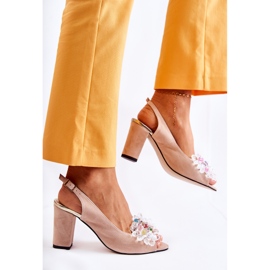 PA2 Fashionabla Pumps-sandaler i mocka med beige Meriss-dekoration 2