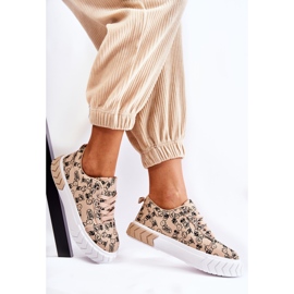 PS1 Damsneakers Sportskor W Print Beige framsida 2