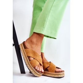 PG1 Damtofflor i mocka på Camel Jossie-plattformen brun 1