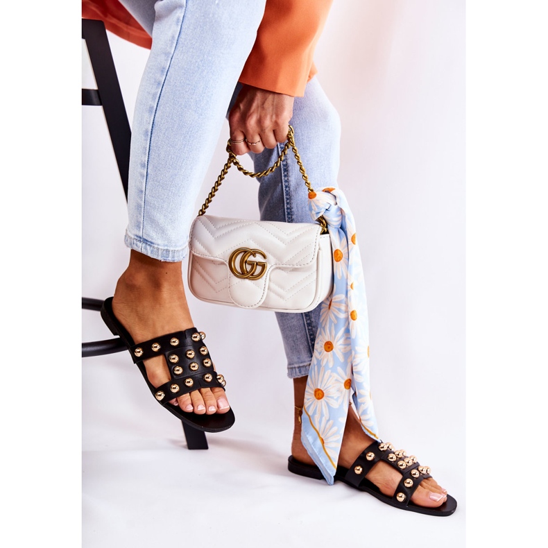 PG1 Klassiska tofflor för kvinnor med ornament Svart Scotlyn 2