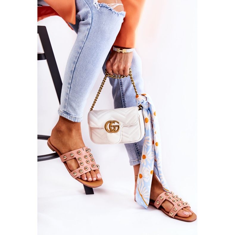 PG1 Klassiska tofflor för kvinnor med ornament Rosa Scotlyn 2