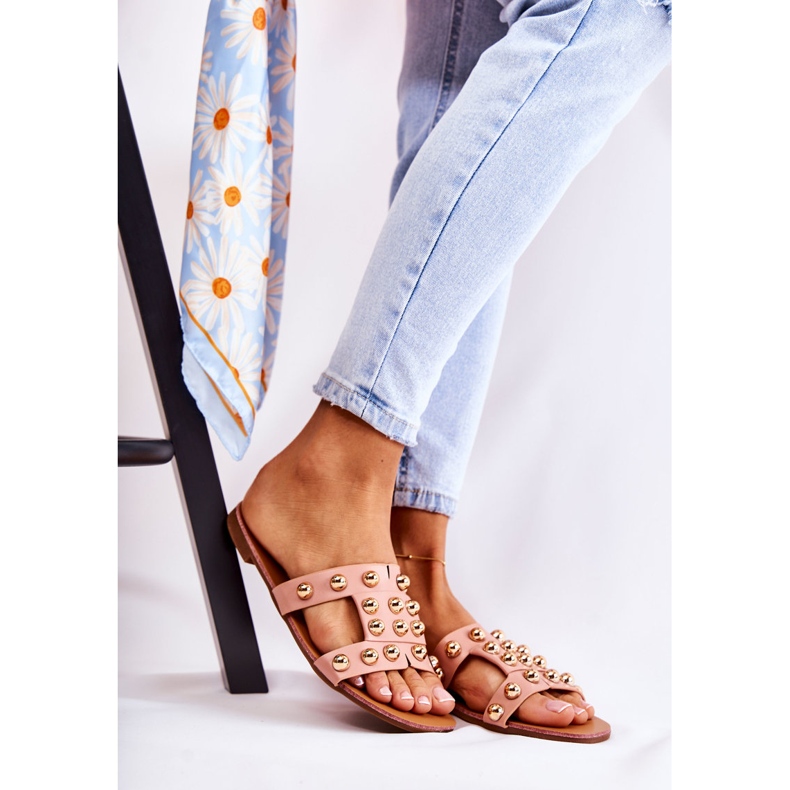 PG1 Klassiska tofflor för kvinnor med ornament Rosa Scotlyn 1