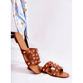 PG1 Klassiska tofflor för kvinnor med ornament Brun Scotlyn 1